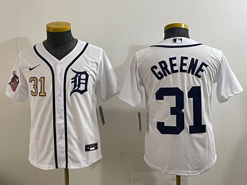 Youth 2025 Detroit Tigers 31 Greene White Game Nike MLB Jersey style 1